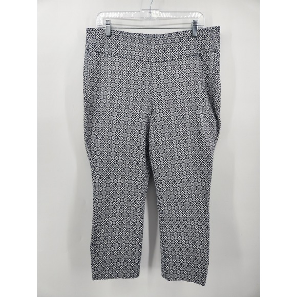 Roz & Ali Women's Geometric Print Pull On Cropped Pants Size 16 Career Casual - Picture 1 of 7